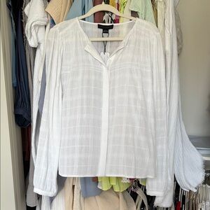 Sanctuary White Buttoned Blouse with Bib Collar